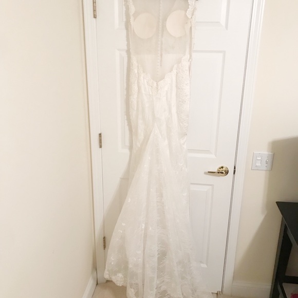 Designer Sheer Beaded Wedding Dress - Picture 3 of 4